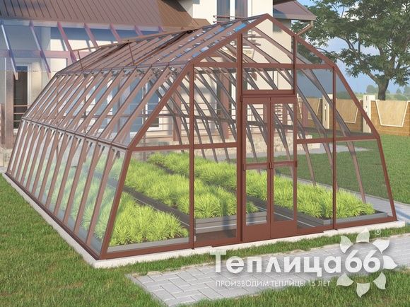 Теплица Рада Нил под стекло, 4,5х8 метров, коричневая