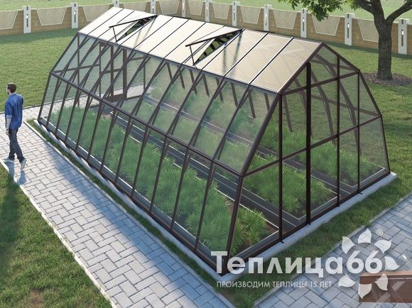 Теплица Рада Нил под стекло, 4,5х8 метров, коричневая