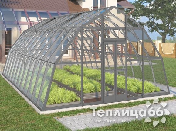Теплица Рада Нил под стекло, 4,5х8 метров, графитовая