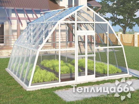 Теплица Рада Нил под стекло, 4,5х4 метра, белая