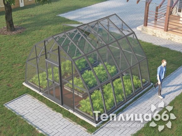 Теплица Рада Нил под стекло, 4,5х4 метра, графитовая