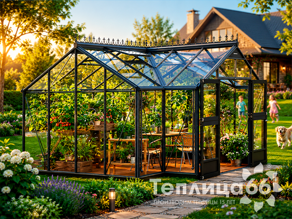 Теплица Juliana Orangery Anthracite под стекло, ширина 2,9 м.